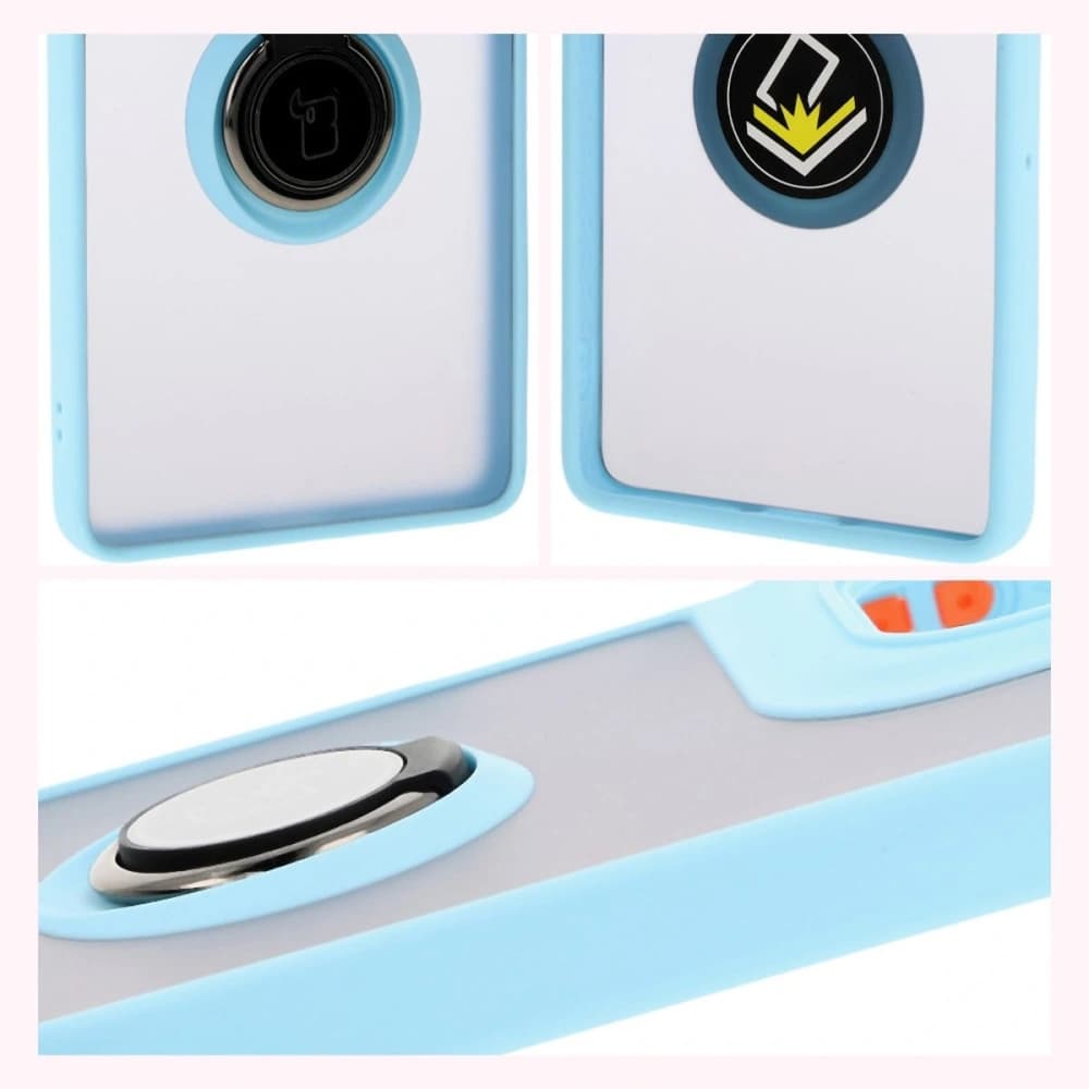 Bizon Case Hybrid Ring Motorola Moto G75 5G rauchig mit einem hellblauen Rahmen - 4