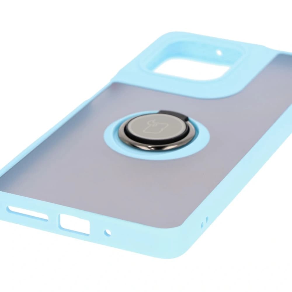 Bizon Case Hybrid Ring Motorola Moto G75 5G rauchig mit einem hellblauen Rahmen - 5