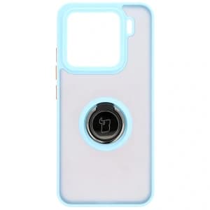 Bizon Case Hybrid Ring Xiaomi 15 rauchig mit einem hellblauen Rahmen