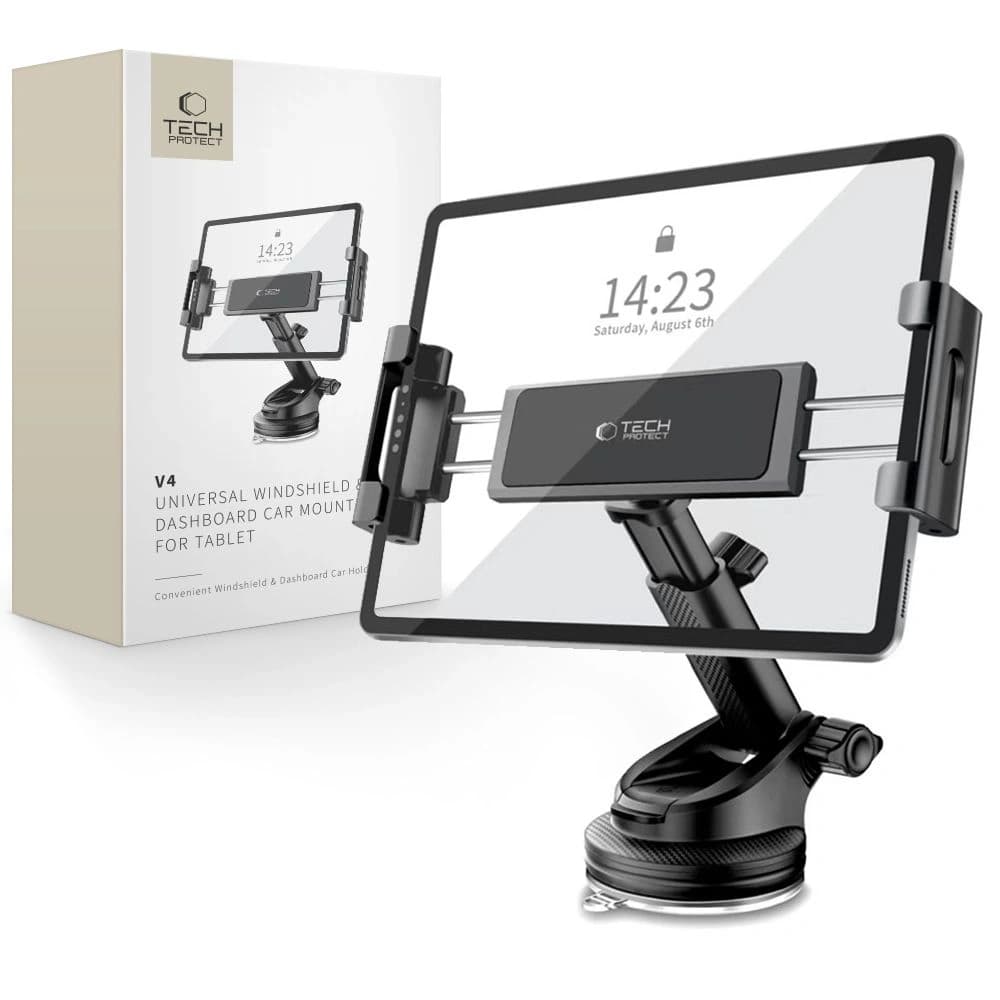 Tech-Protect V4 Universal Windshield & Dashboard Car Mount For Tablet Black - 1