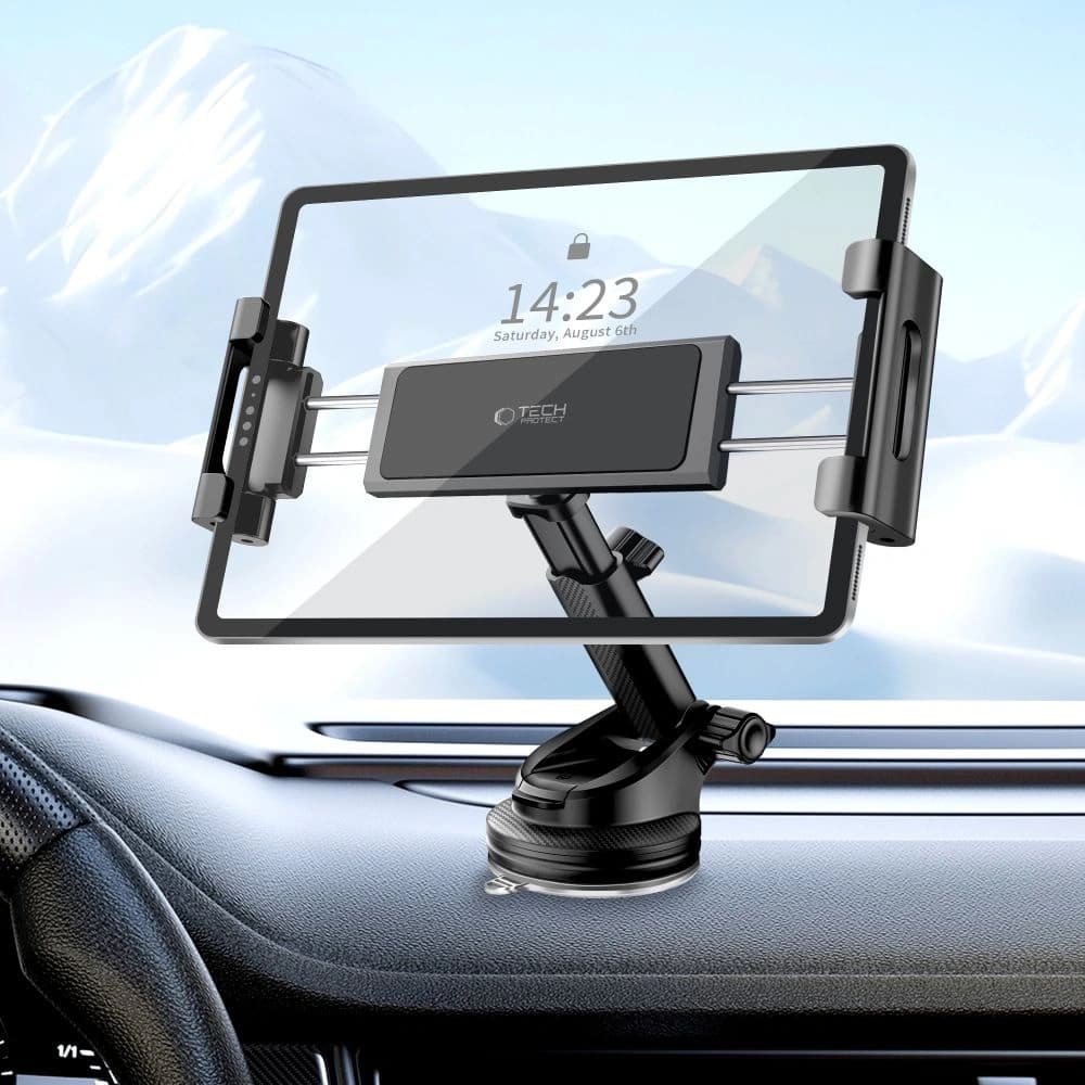 Tech-Protect V4 Universal Windshield & Dashboard Car Mount For Tablet Black - 5