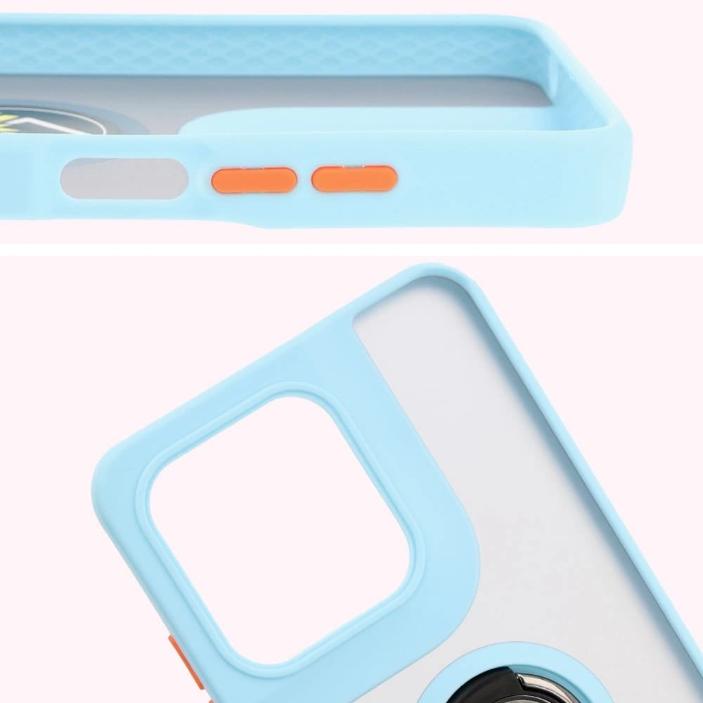 Bizon Case Hybrid Ring Motorola Moto G15 / G15 Power smoky with a light blue frame - 3