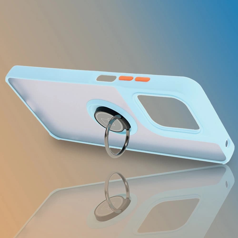 Bizon Case Hybrid Ring Motorola Moto G15 / G15 Power smoky with a light blue frame - 6