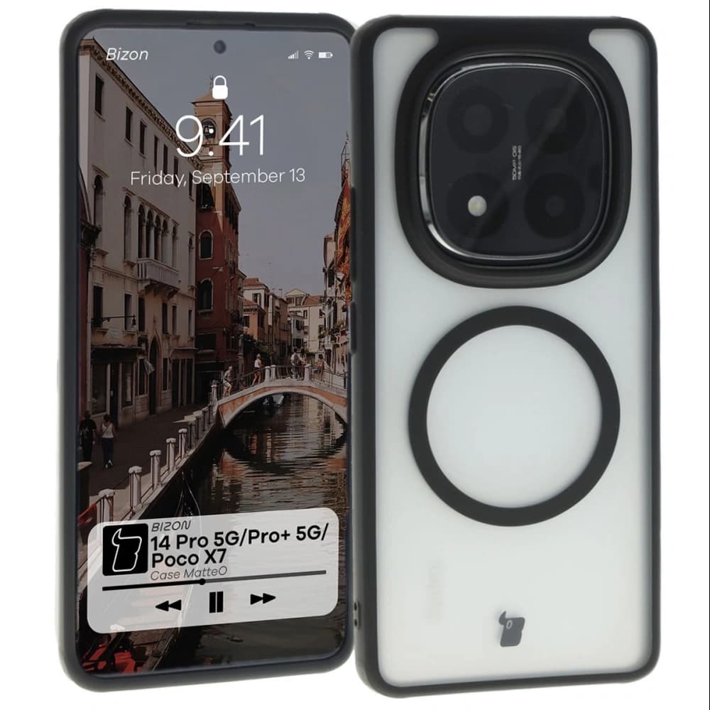 Bizon Case MatteO Magnetic Xiaomi Redmi Note 14 Pro 5G / 14 Pro Plus 5G / Poco X7 transluzent mit schwarzem Rahmen - 1