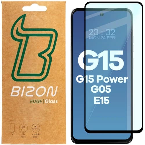 Bizon Glass Edge 2 Motorola Moto G15 / G15 Power / G05 / E15 schwarzer Rahmen