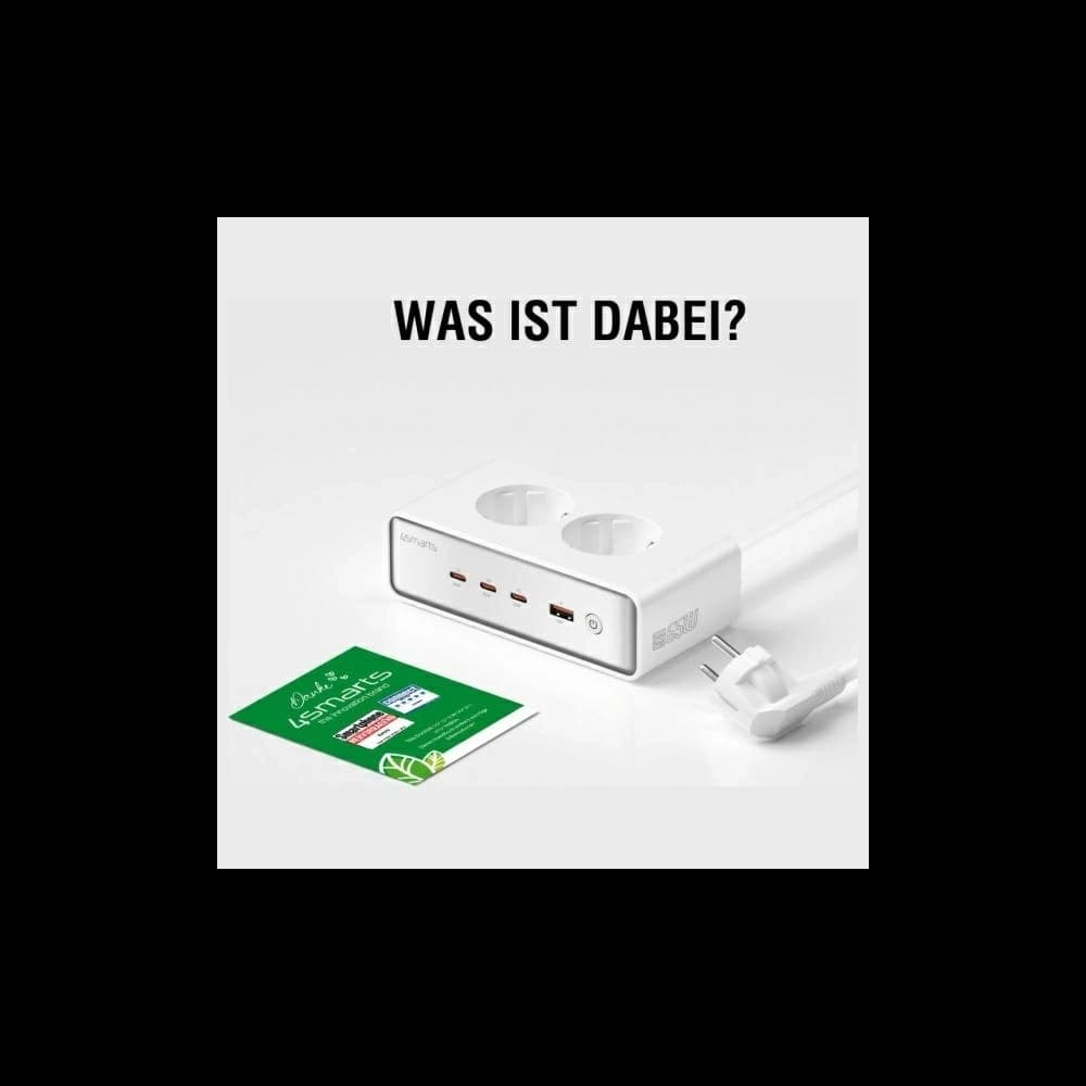 4smarts 6in1 Verlängerungskabel 2xAC, USB-A, 3xUSB-C 65W GaN weiß - 3