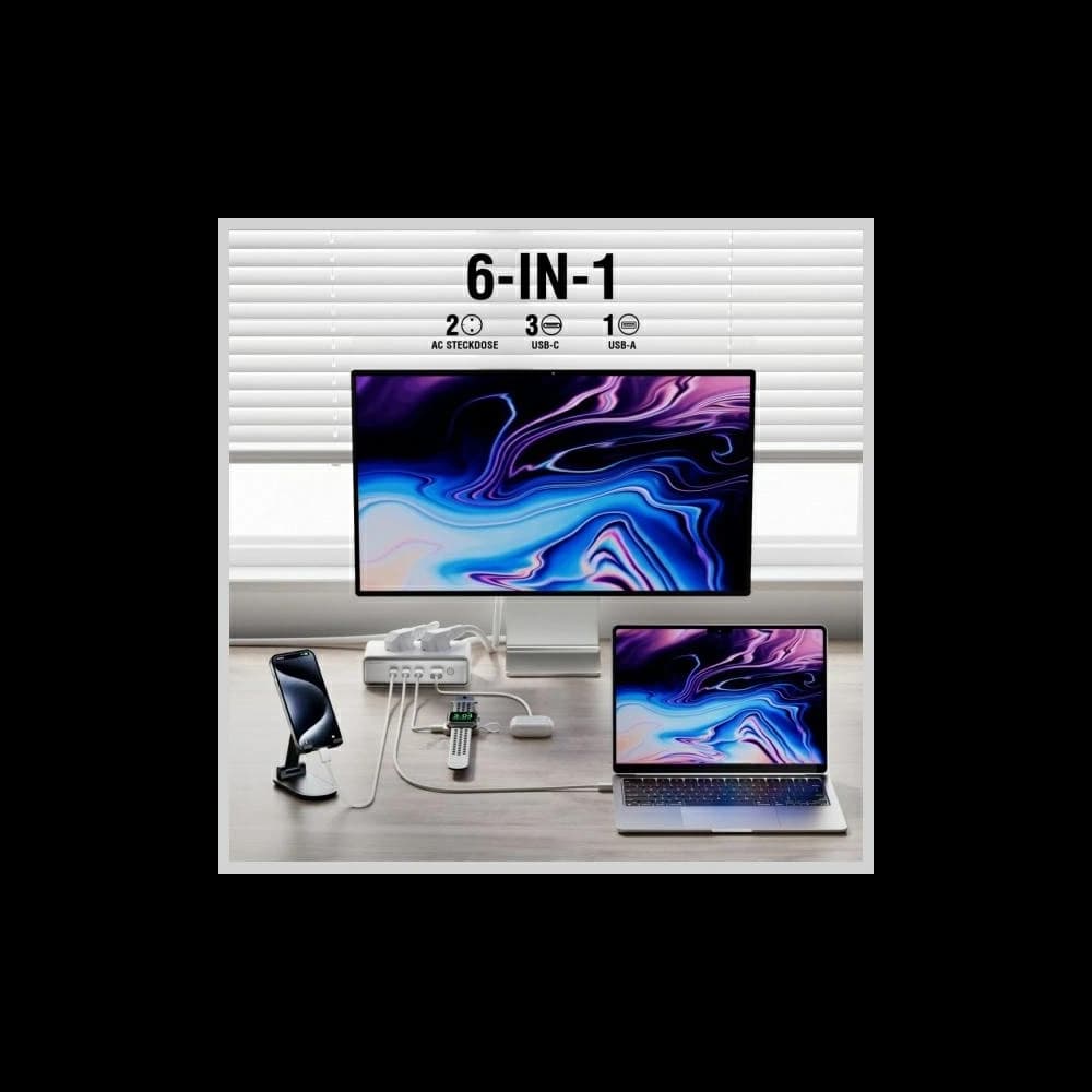 4smarts 6in1 Verlängerungskabel 2xAC, USB-A, 3xUSB-C 65W GaN weiß - 5