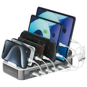 4smarts Team 100W USB-A, 5xUSB-C Ladestation mit Kabelset in Space Grey