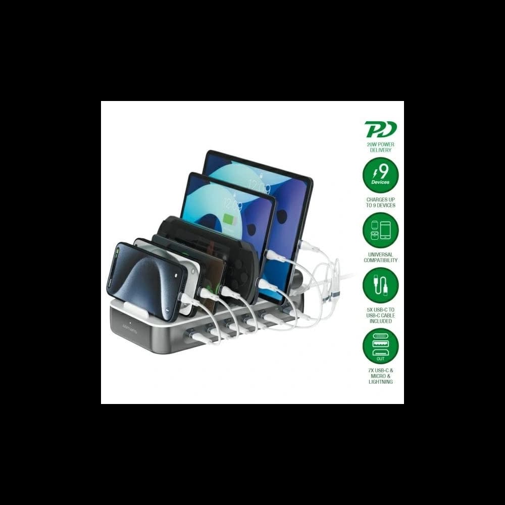 4smarts Team 100W USB-A, 5xUSB-C charging station with cable set space grey - 5