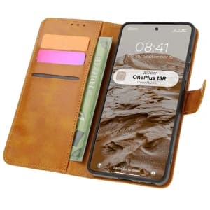 Etui z klapką Bizon Case Pocket do OnePlus 13R brązowe