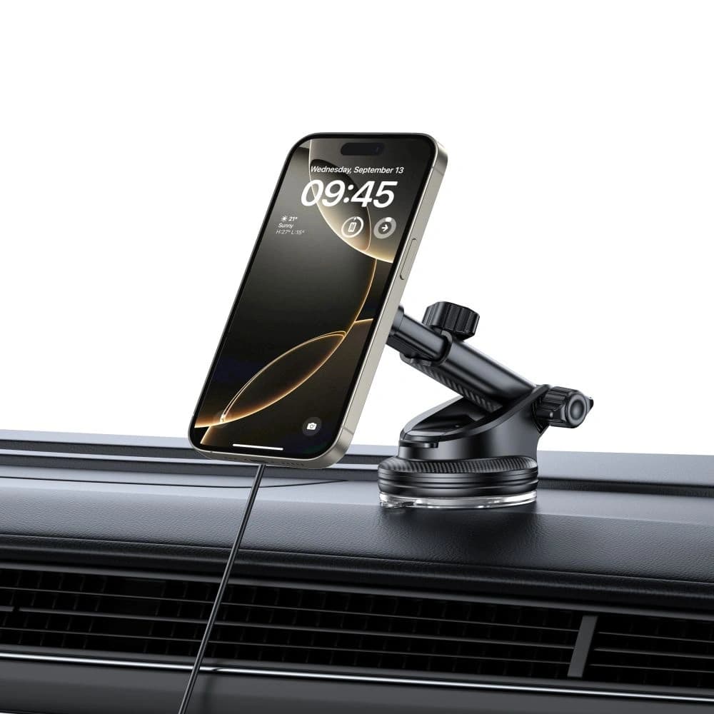 Tech-protect Mm15w-v4 Magnetic Magsafe Dashboard & Vent Car Mount Wireless Charger 15w Black - 9