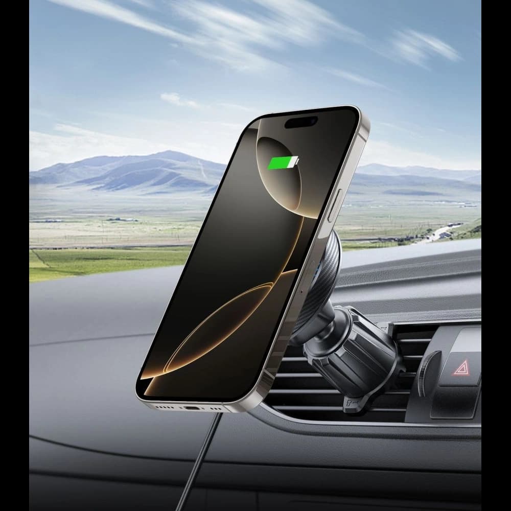 Tech-protect Mm15w-v4 Magnetic Magsafe Dashboard & Vent Car Mount Wireless Charger 15w Black - 10