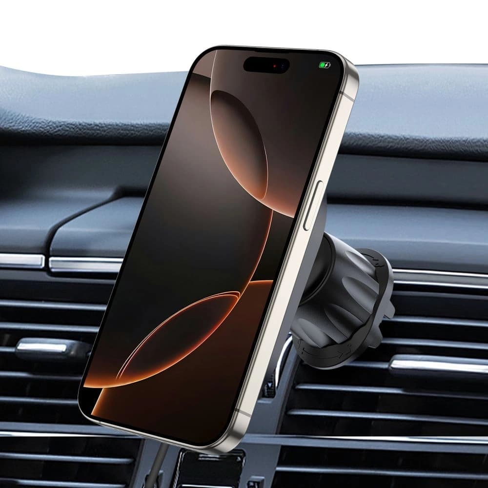 Tech-Protect MM15W-V6 Magnetic MagSafe Dashboard & Vent Car Mount Wireless Charger 15W Black - 7