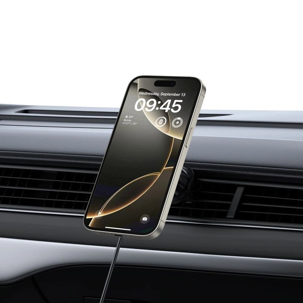 Tech-Protect MM15W-V5 Magnetic MagSafe Dashboard & Vent Car Mount Wireless Charger 15W Black - 7