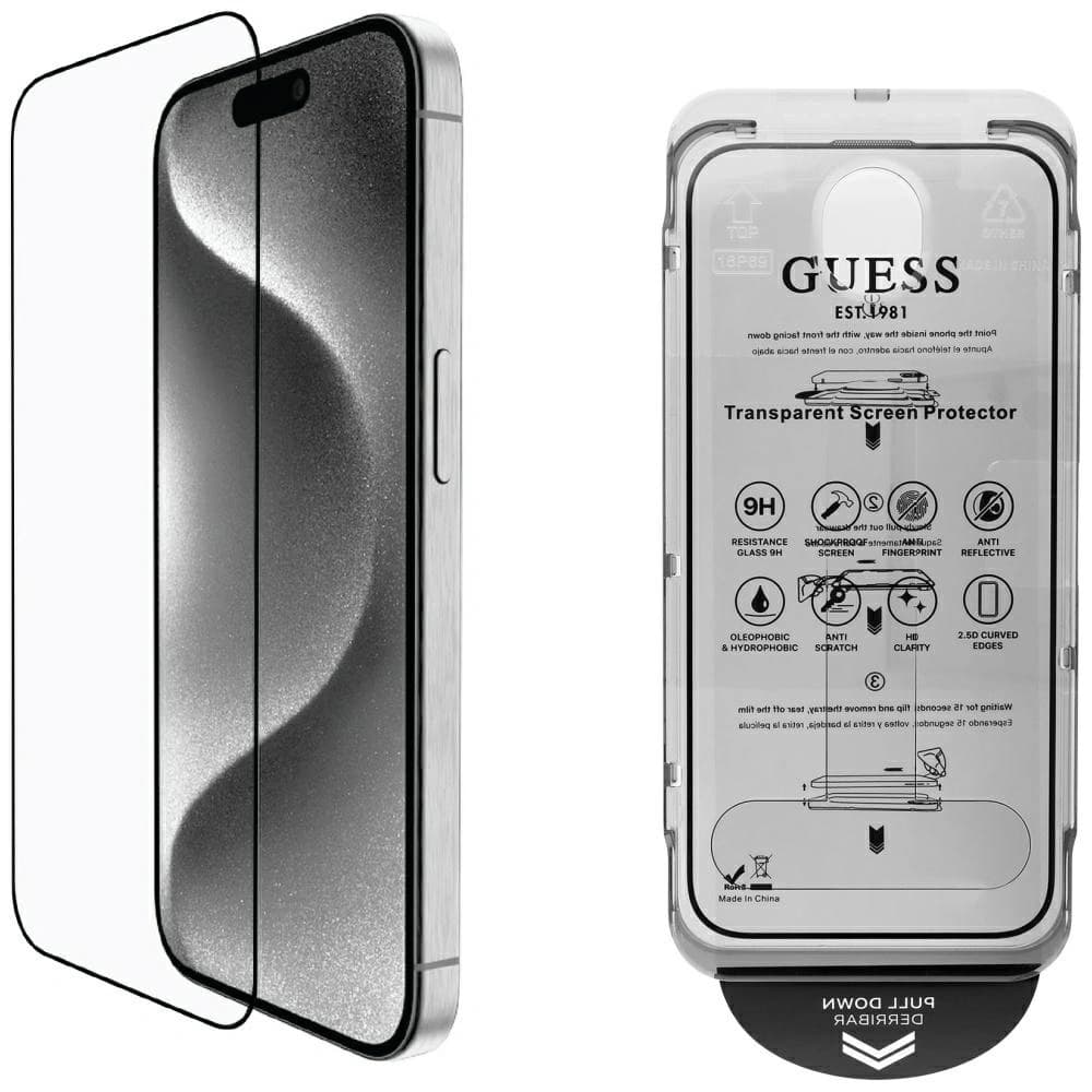 Guess BP Rhinestone 2in1 set tempered glass + lens protector Apple iPhone 16 Pro Max silver - 1