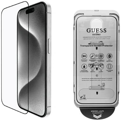 Guess BP Rhinestone 2in1 set tempered glass + lens protector Apple iPhone 16 Pro Max gold