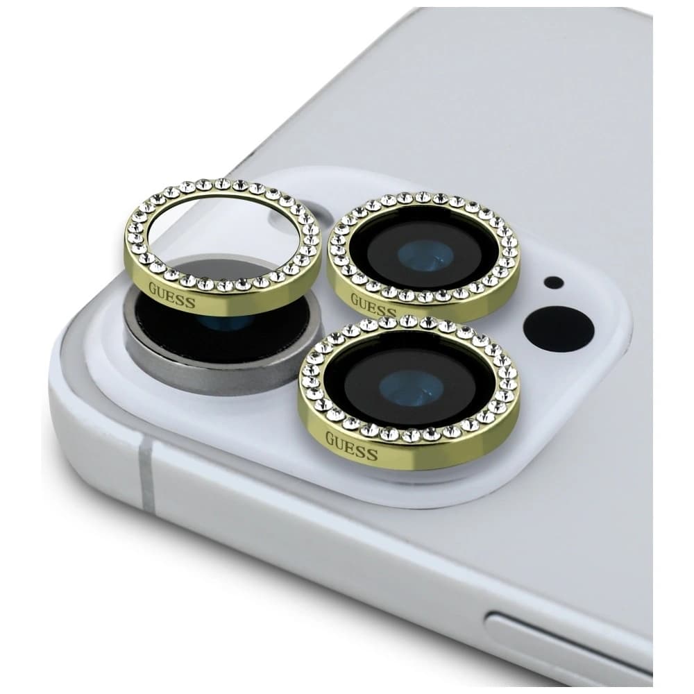 Guess BP Rhinestone 2in1 set tempered glass + lens protector Apple iPhone 16 Pro Max gold - 2