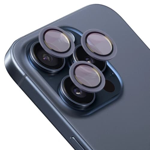 Bizon Glass Snap Lens iPhone 15 Pro / 15 Pro Max blauer Rahmen