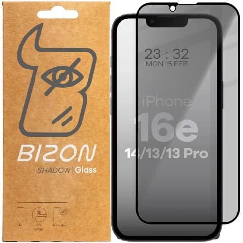 Bizon Glass Edge Shadow Apple iPhone 17e / 16e / 14 / 13 Pro / 13 tinted with a black frame