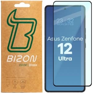 Gehärtetes Glas Bizon Glass Edge 2 für Asus Zenfone 12 Ultra mit schwarzem Rahmen