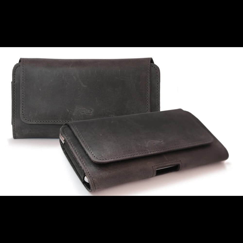 LURESKO FREYA XL leather holster for belt, phone case 165x82x10mm (gray vintage) - 1