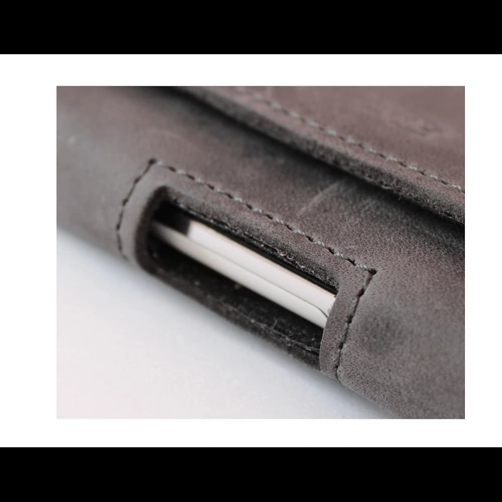 LURESKO FREYA XL leather holster for belt, phone case 165x82x10mm (gray vintage) - 8