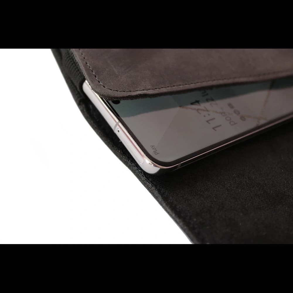 LURESKO FREYA XL leather holster for belt, phone case 165x82x10mm (gray vintage) - 10