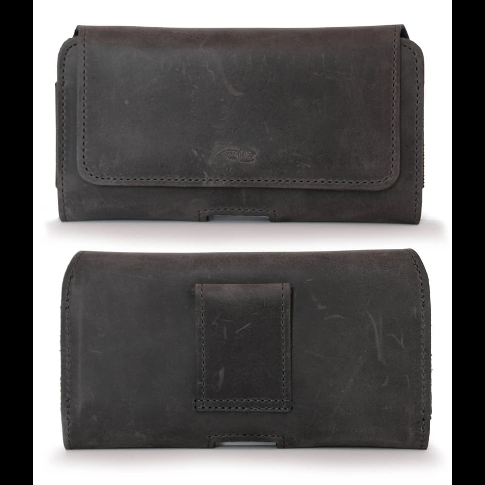 LURESKO FREYA XL leather holster for belt, phone case 165x82x10mm (gray vintage) - 12