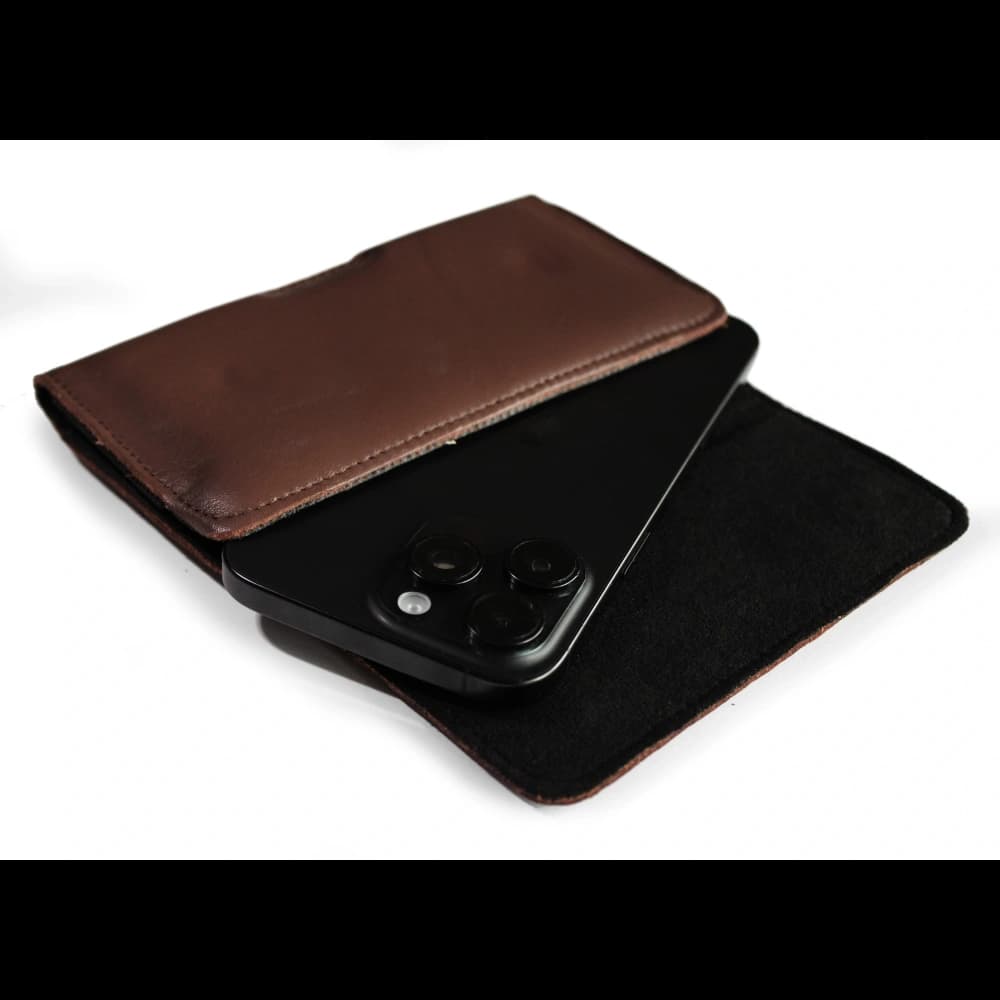 LURESKO FREYA XL leather holster for belt, phone case 165x82x10mm (smooth brown) - 2