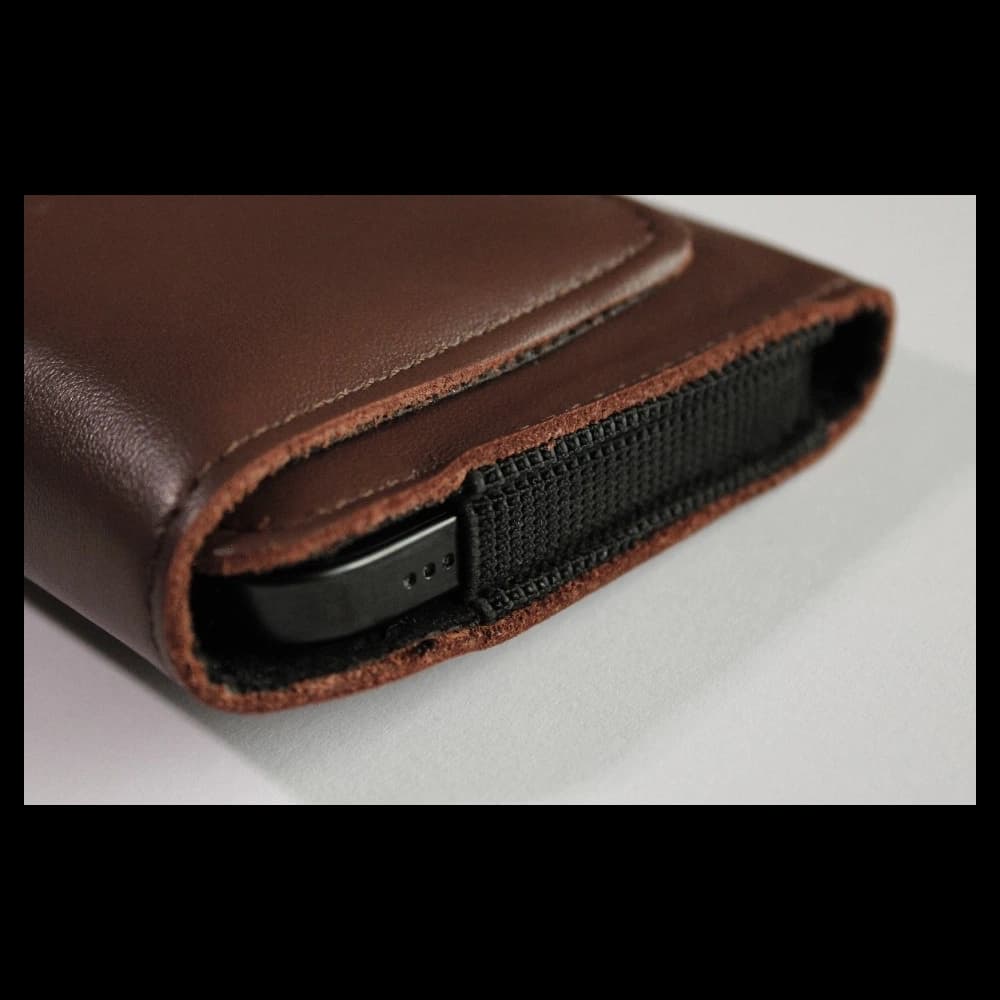 LURESKO FREYA XL leather holster for belt, phone case 165x82x10mm (smooth brown) - 9