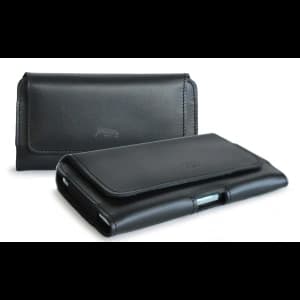 LURESKO FREYA S leather holster for belt phone case 131x62x12mm - BLACK SMOOTH