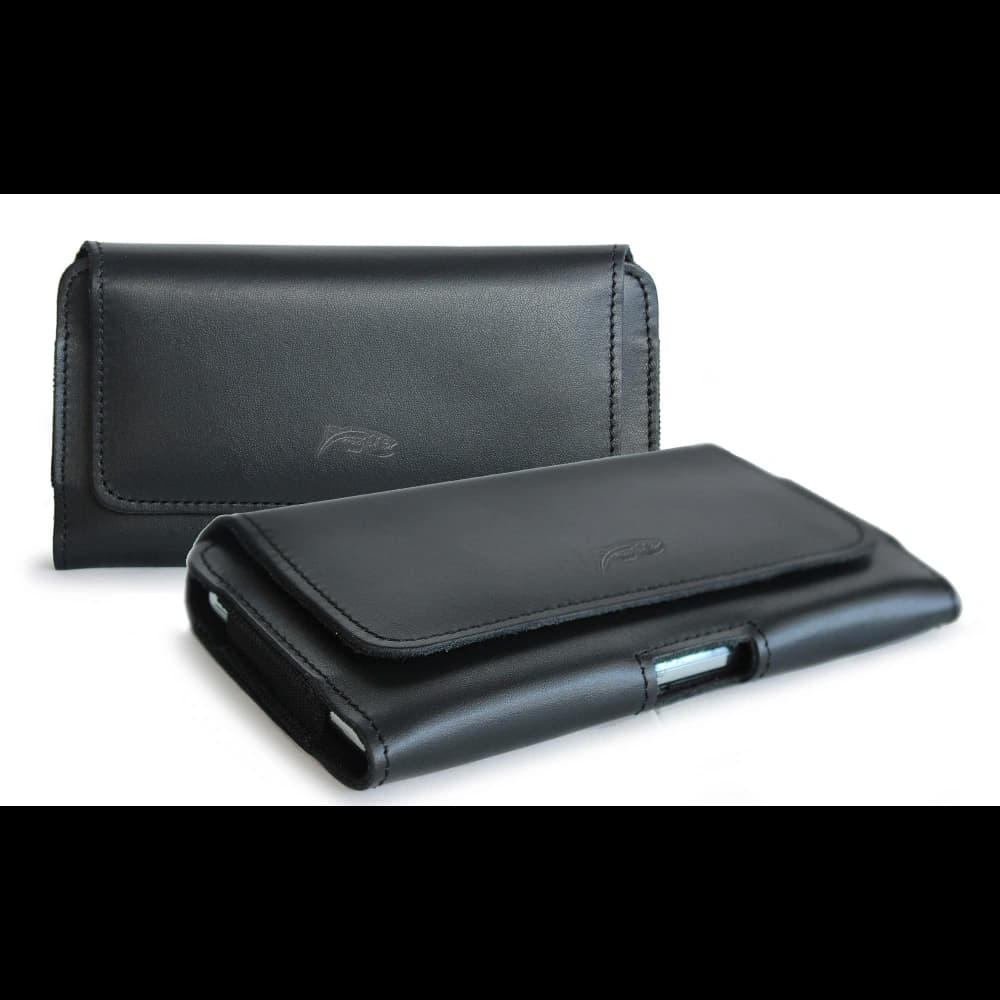 LURESKO FREYA S leather holster for belt phone case 131x62x12mm - BLACK SMOOTH - 1