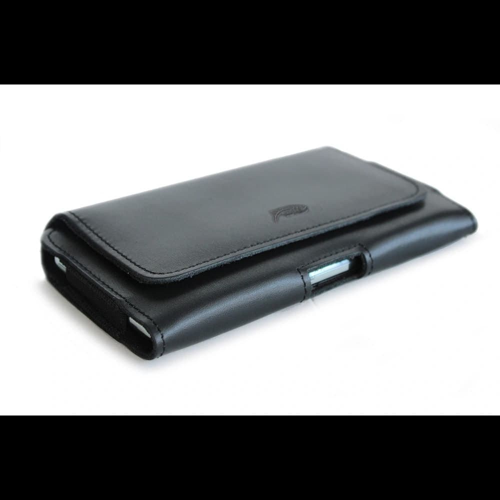 LURESKO FREYA S leather holster for belt phone case 131x62x12mm - BLACK SMOOTH - 3