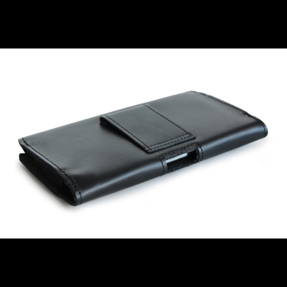 LURESKO FREYA S leather holster for belt phone case 131x62x12mm - BLACK SMOOTH - 4