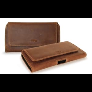 LURESKO FREYA S leather holster for belt phone case 131x62x12mm - VINTAGE BROWN