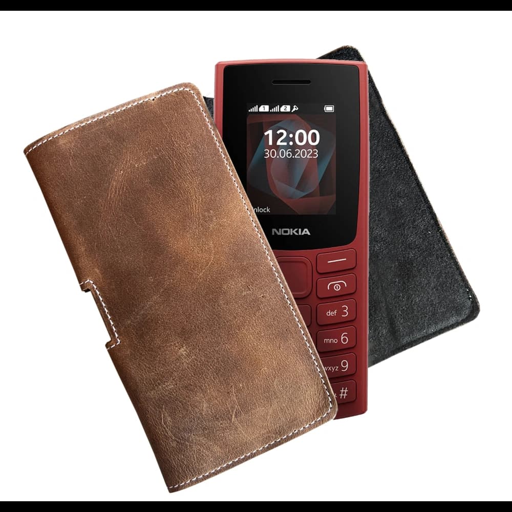 LURESKO FREYA S leather holster for belt phone case 131x62x12mm - VINTAGE BROWN - 2