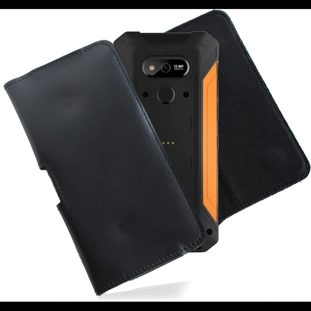 LURESKO FREYA 3XL leather holster for belt, phone case 175x83x15 (black smooth with black thread) - 2