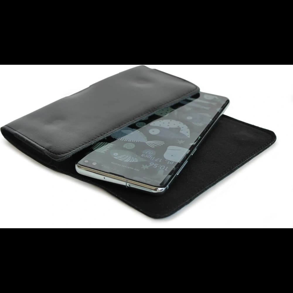 LURESKO FREYA 3XL leather holster for belt, phone case 175x83x15 (black smooth with black thread) - 4