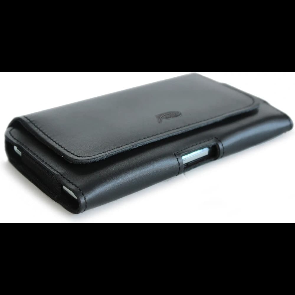 LURESKO FREYA 3XL leather holster for belt, phone case 175x83x15 (black smooth with black thread) - 5