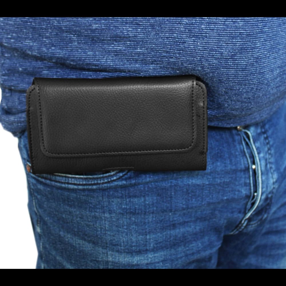 LURESKO HEL XL Holster für Eco-Gürtel, Handyhülle 165x82x12 (schwarz gerippt mit schwarzem Faden) - 11