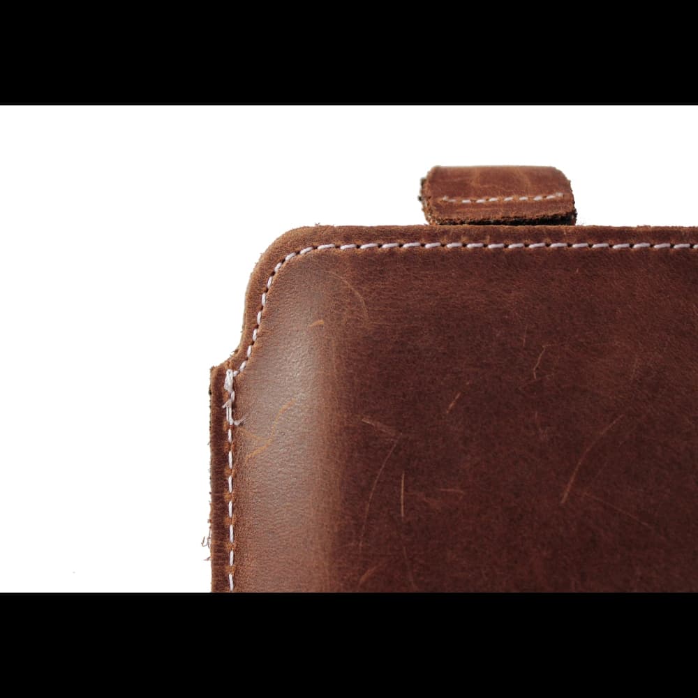 LURESKO LILLA XXXL leather slipcase slipcover for phone 6.5' - 6.9' (vintage brown with white thread) - 9