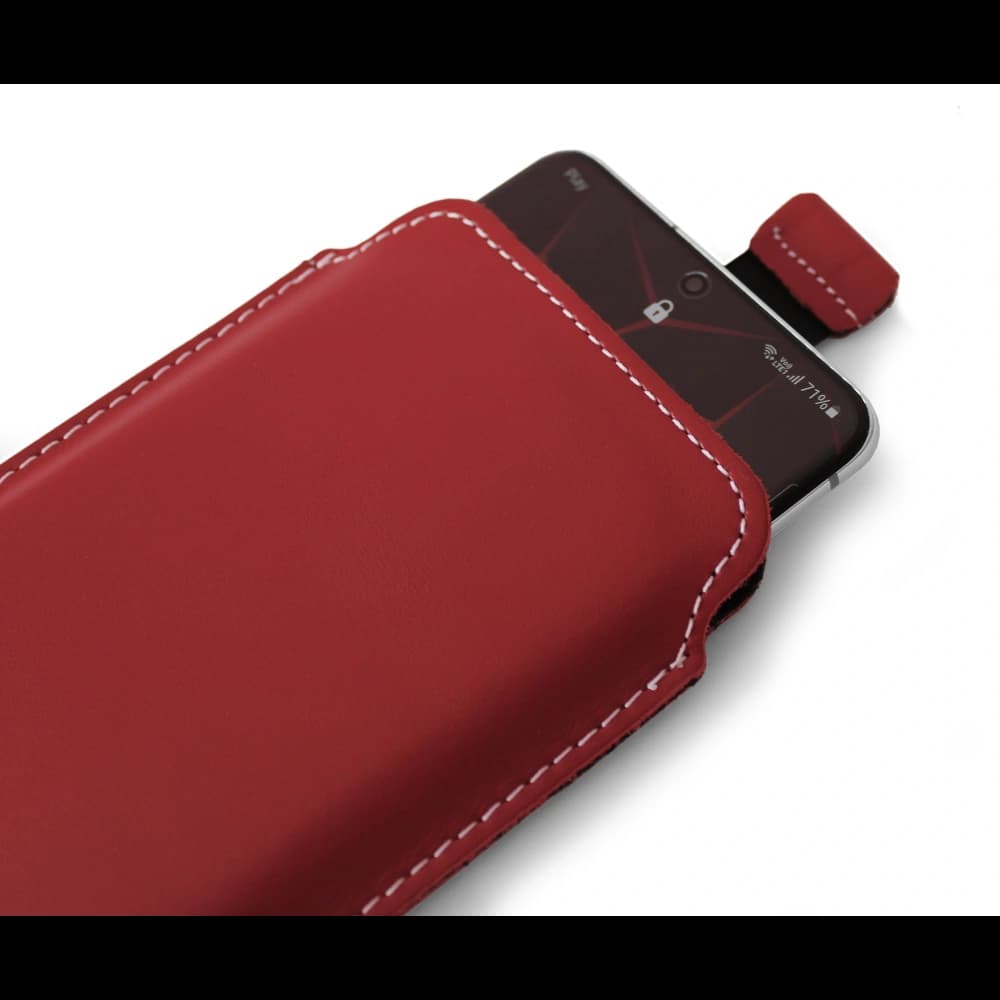 LURESKO LILLA XXXL leather slipcase slipcase for phone 6.5' - 6.9' (red smooth with white thread) - 4