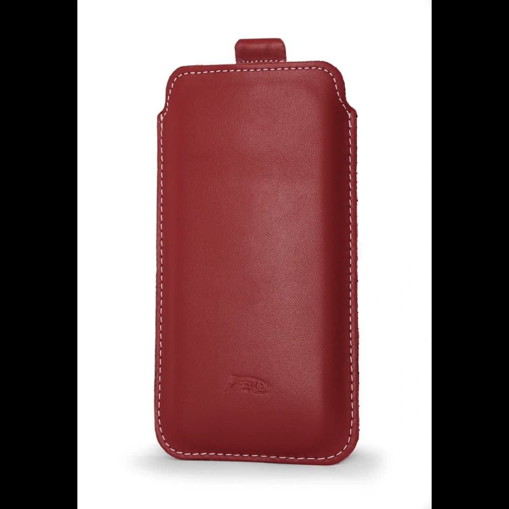LURESKO LILLA XXXL leather slipcase slipcase for phone 6.5' - 6.9' (red smooth with white thread) - 5