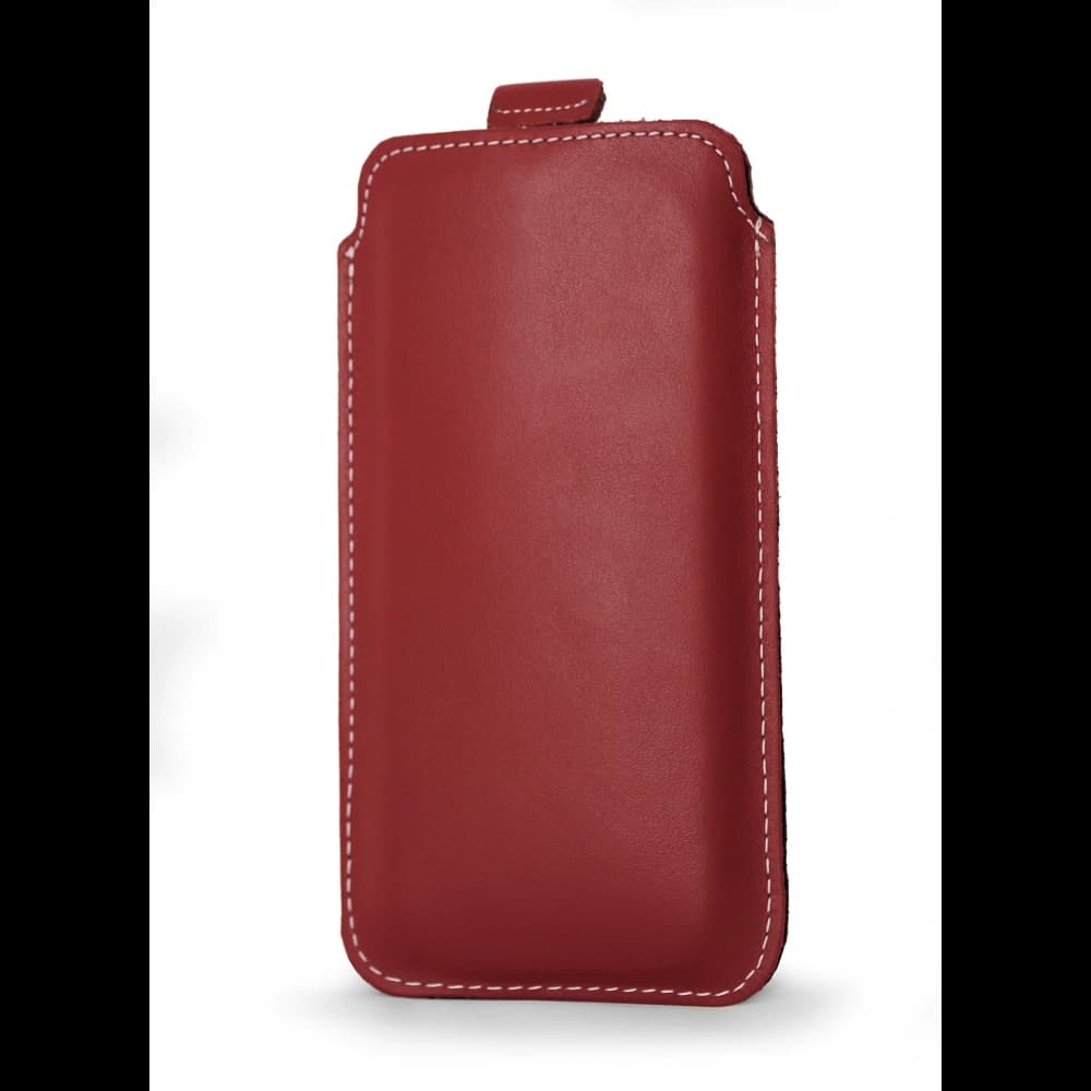 LURESKO LILLA XXXL leather slipcase slipcase for phone 6.5' - 6.9' (red smooth with white thread) - 6