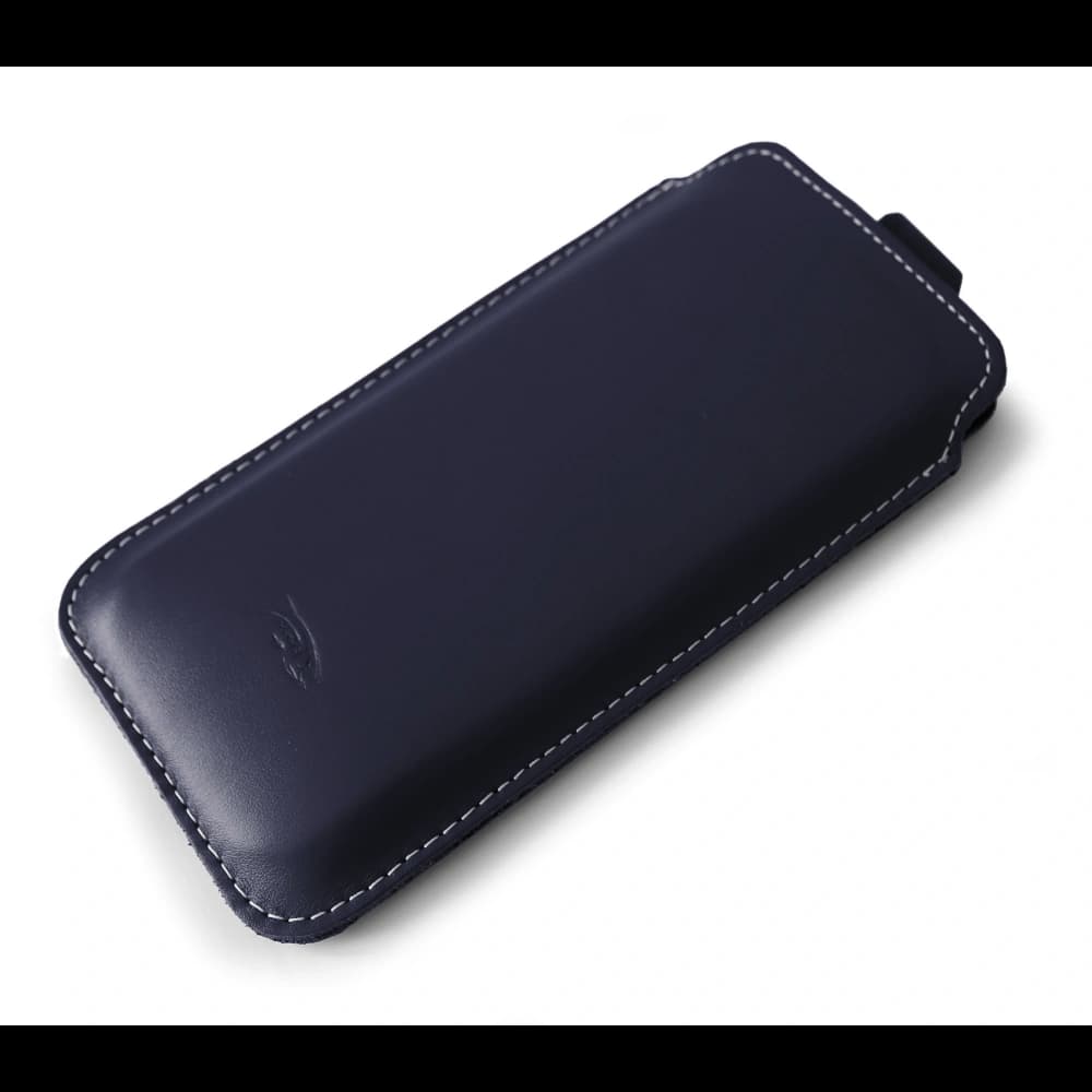 LURESKO LILLA XXXL leather slipcase slipcase for phone 6.5' - 6.9' (blue smooth with white thread) - 2