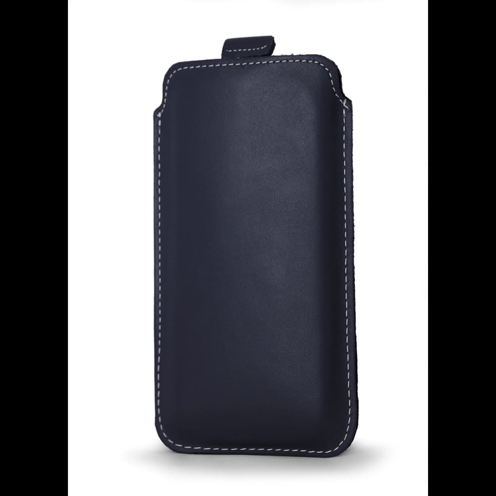 LURESKO LILLA XXXL leather slipcase slipcase for phone 6.5' - 6.9' (blue smooth with white thread) - 3