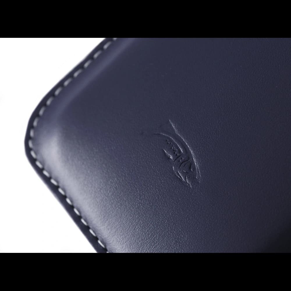 LURESKO LILLA XXXL leather slipcase slipcase for phone 6.5' - 6.9' (blue smooth with white thread) - 6