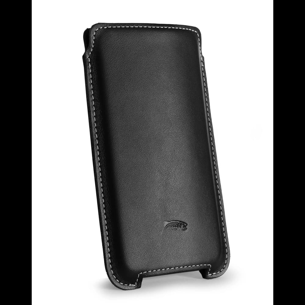 LURESKO NORTHERN XXXL leather case slip-on for phone (black smooth with white thread) - 1