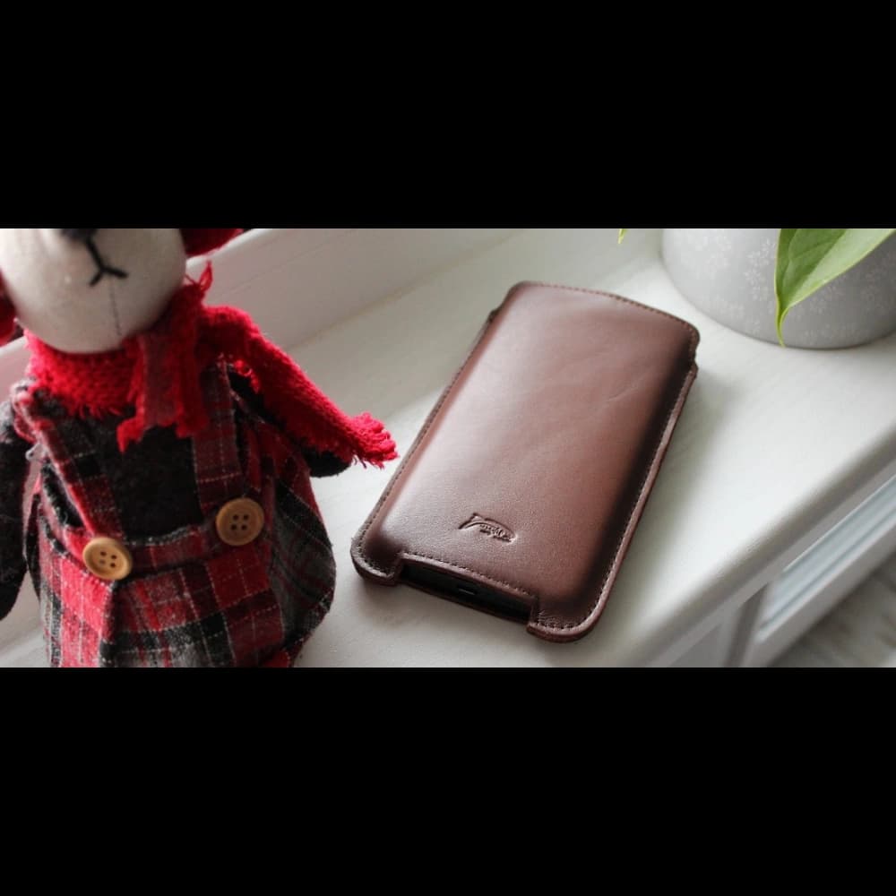 LURESKO NORTHERN XXXL leather case pull-out type for phone (smooth brown) - 2