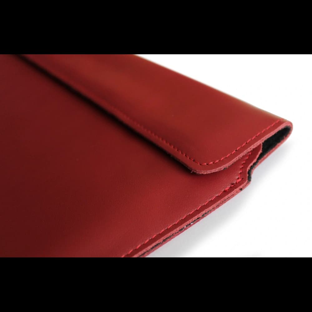 LURESKO CLAYER XL+ leather case for tablet 290 x 212 x 9mm (red smooth with red thread) - 4